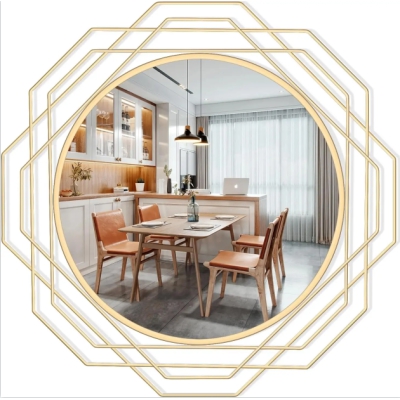 Supernalway Enterprise Gold Round Mirror Metal Framed Accent Mirror